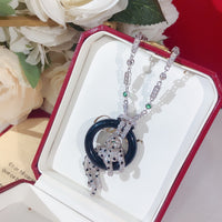 ¡®Globe Jewelry¡¯Pave Panther Circle Pendant Necklace