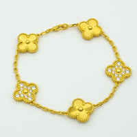 [Globe Jewelers]CLOVER BRACELET 5 MOTIFS GOLD DIAMOND