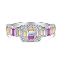 [Globe Jewelers]Exquisite Colorful Radiant Cut Party Ring