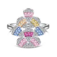 [Globe Jewelers]Sparkling Colorful Water Drop Shape Daily Ring