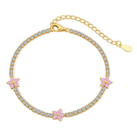 [Globe Jewelers]Sparkling Flower Shape Tennis Bracelet