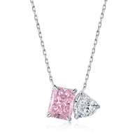 [Globe Jewelers]Dazzling Square & Heart Shape Necklace