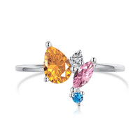 [Globe Jewelers]Radiant Colorful Multi Cut Daily Ring