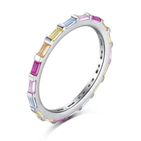 [Globe Jewelers]Exquisite Multicolored Emerald Cut Daily Ring
