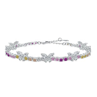 [Globe Jewelers]Ornate Colorful Butterfly Shape Round Cut Daily Bracelet