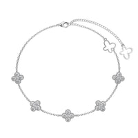 [Globe Jewelers]Four-Leaf Clover Hollow Butterfly Bracelet
