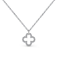 [Globe Jewelers]Four-Leaf Clover Hollow Design Exquisite Necklace
