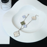 [Globe Jewelers]CLOVER BRACELET 5 MOTIFS MOP CHALCEDONY SILVER