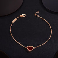 [Globe Jewelers]HEART CARNELIAN PINK GOLD BRACELET