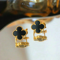 [Globe Jewelers]CLOVER MEDIUM 1 MOTIFS  ONYX STUD EARRINGS
