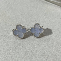 [Globe Jewelers]CLOVER CHALCEDONY SILVER STUD EARRINGS