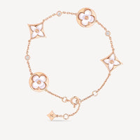 [Globe Jewelers]Armband mit Stern- und Sonnenmotiv, 4 Motive, weiß, perlmuttfarben, roségolden 