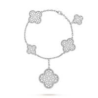 [Globe Jewelers]CLOVER 6 MOTIFS SILVER DIAMOND BRACELET