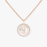 [Globe Jewelers]LUCKY MOVE 1 DIAMOND WHITE MOTHER OF PEARL PINK GOLD DIAMOND NECKLACE