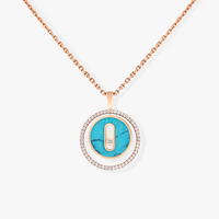 [Globe Jewelers]LUCKY MOVE 1 DIAMOND TURQUOISE PINK GOLD DIAMOND NECKLACE