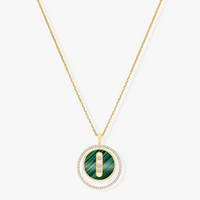 [Globe Jewelers]LUCKY MOVE 3 DIAMOND MALACHITE GOLD DIAMOND NECKLACE