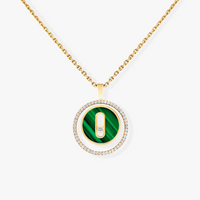 [Globe Jewelers]LUCKY MOVE 1 DIAMOND MALACHITE GOLD DIAMOND NECKLACE