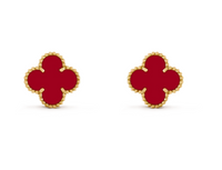 [Globe Jewelry] CLOVER 20MM RED AGATE EARRINGS