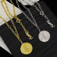 [Globe Jewelers]Double-Chain Disc Pendant Necklace
