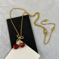 [Globe Jewelers]Red Cherry Necklace