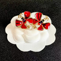 [Globe Jewelers] Ladybug Enamel & Faux Pearl Clip-On Earrings