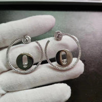 [Globe Jewelry] Move Hoop Earrings, Yellow Gold Pave Diamonds with Moving Diamond