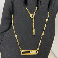 [Globe Jewelry] Baby Move Pavé Diamond‑Set Three‑Stone Sliding Necklace