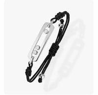 [Globe Jewelry]Messika Move Bracelet, Black Cord with 3 Moving Stones