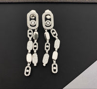 [Globe Jewelry] Move Link Long Tassel Earrings, Movable Stones