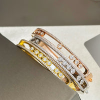 [Globe Jewelry]Move Classique 7‑Moving‑Diamond Bangle, Double‑Row Pavé Setting