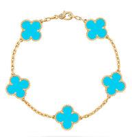 [Globe Jewelers]CLOVER 5 MOTIFS TURQUOISE BRACELET