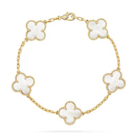 [Globe Jewelers]CLOVER WHITE PEARL MOP 5 MOTIF BRACELET COLLECTION