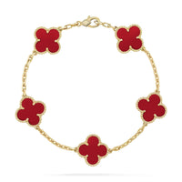 [Globe Jewelers]CLOVER 5 MOTIFS RED AGATE  BRACELET