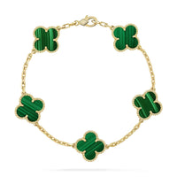 [Globe Jewelers]CLOVER 5 MOTIFS MALACHITE BRACELET