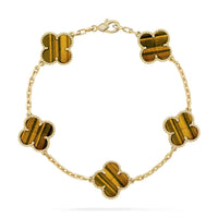 [Globe Jewelers]CLOVER  5 MOTIFS TIGER EYE BRACELET