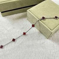 [Globe Jewelers]CLOVER 6 MOTIF RED AGATE BRACELET