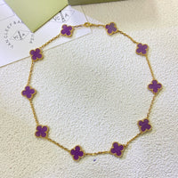 [Globe Jewelers]CLOVER 10 MOTIFS  PURPLE VIOLET  NECKLACE
