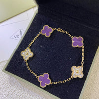 [Globe Jewelers]CLOVER  5 MOTIFS  PURPLE VIOLET DIAMOND BRACELET