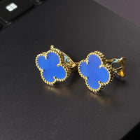 [Globe Jewelry] CLOVER LARGE (20mm) 1 MOTIFS BLUE MOP STUD EARRINGS