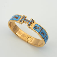 [Globe Jewelers]H PINK GOLD BRACELET BLUE CERAMIC