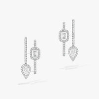 [Globe Jewelers]CREOLES MY TWIN 2 RANGS SILVER DIAMOND EARRINGS