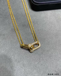 [Globe Jewelers]T House Diamond-Set Double Chain Link Pendant Necklace