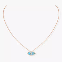 [Globe Jewelers]Lucky Eye Diamond Necklace in Rose Gold and Turquoise