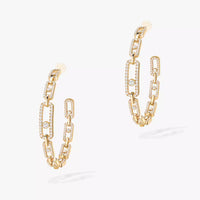 [[Globe Jewelers]Move Link Diamond Hoop Earrings