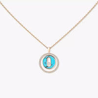 [Globe Jewelers]Lucky Move Diamond Necklace in Rose Gold and White Mother-of-Pearl