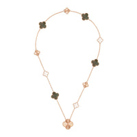 [Globe Jewelers]DETACHABLE CLOVER 15(11+4) FLOWER ROSE GOLD NECKLACE SET