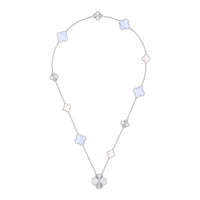 [Globe Jewelers]DETACHABLE CLOVER 15(11+4) FLOWER SILVER NECKLACE SET