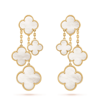 [Globe Jewelers]CLOVER EARRINGS WHITE MOP 4 MOTIFS GOLD
