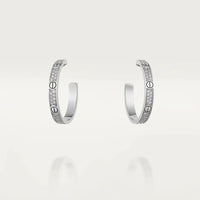 [Globe Jewelers]LOVE DIAMOND SILVER HOOP EARRINGS