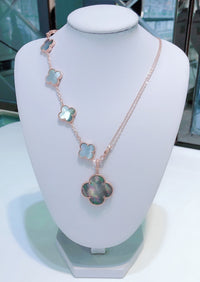 [Globe Jewelers]COMBINED BRACELET 5 MOTIFS AND NECKLACE DARK MOP ROSE GOLD
